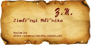 Zimányi Mónika névjegykártya